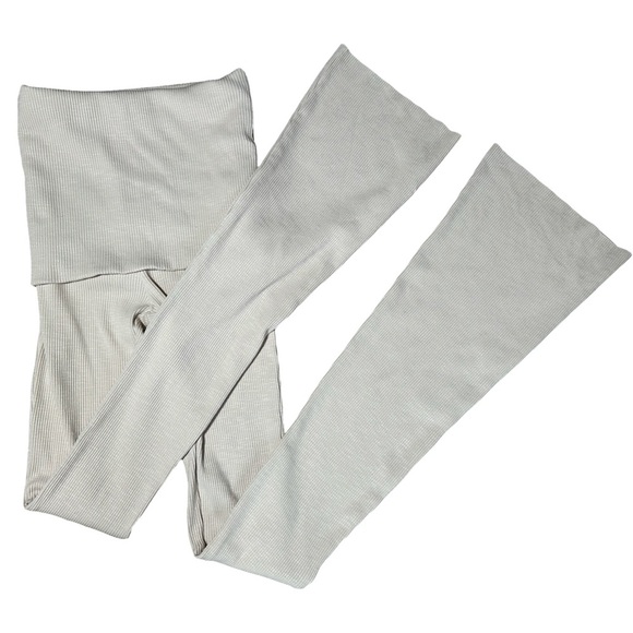 ZARA Cream Fold Over Cotton Yoga Pants Women’s Small NWT Flare - Picture 1 of 6